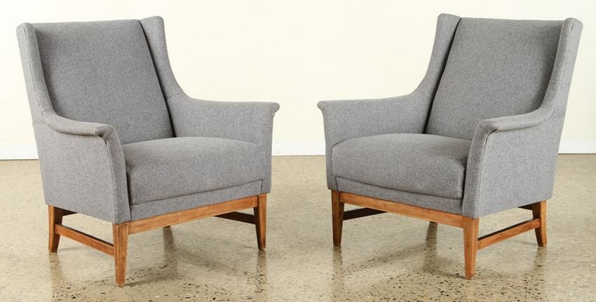 PAIR FRENCH MID CENTURY MODERN LOUNGE CHAIRS 1950