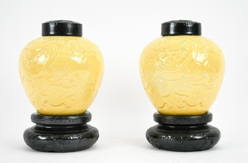 PAIR OF 1940'S GONDER POTTERY IMPERIAL GINGER JARS