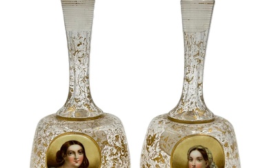 PAIR OF 19TH CENTURY CLEAR BOHEMIAN GLASS VASES A...