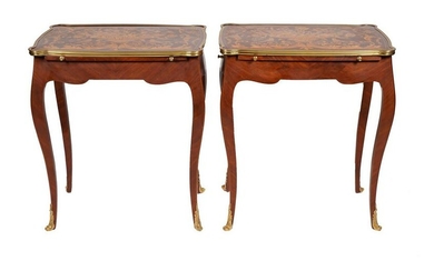 PAIR OF LOUIS XV STYLE MARQUETRY TABLES