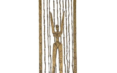 PAL KEPENYES, Mujer bajo cascada, Firmada, Escultura en bronce patinado, 49 x 17 x 10 cm | PAL KEPENYES, Mujer bajo cascada, Signed, Patinated bronze