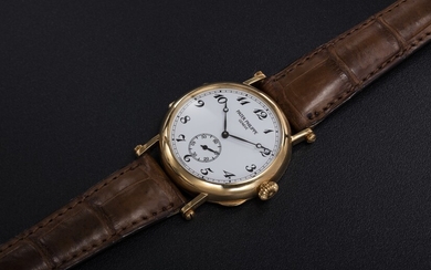 PATEK PHILIPPE, REF. 3960J, A GOLD MANUAL-WINDING WRISTWATCH WITH "OFFICER CASEBACK" TO MARK THE BRAND’S 150th ANNIVERSARY