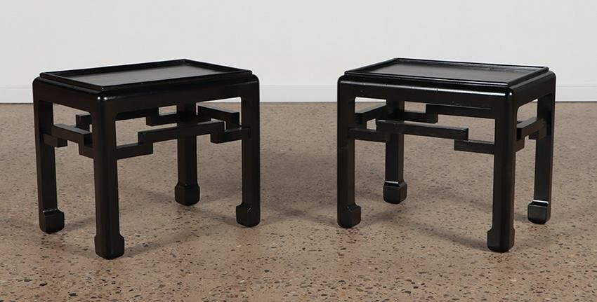 PR EBONIZED END TABLES IN THE MANNER OF JAMES MONT