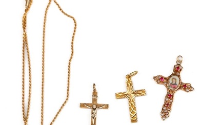 PRO NOBIS 14k GOLD CROSS and CHAIN & SECOND CROSS