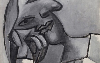 Pablo Picasso Buste de femme accoudée, gris et blanc