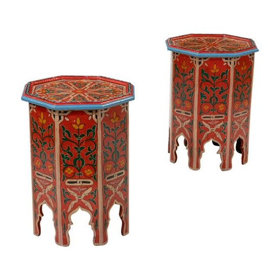 Painted Moroccan Style Tables - Pair