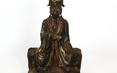 Painted Wood Ming Seated Immortal