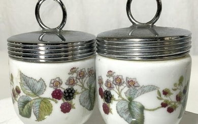 Pair Royal Worcester Porcelain Condiment Jars, Eng