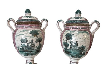 Pair of Antiques 19th Century French Porcelain and Bronze Vases