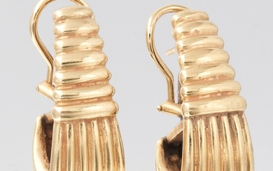Pair of Gold Ribbed Hoop Earrings