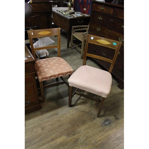 Pair of Inlaid Mahogany Sheraton Dining Chairs
