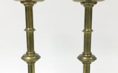 Pair of J Wilmotte Brass Altar Sticks
