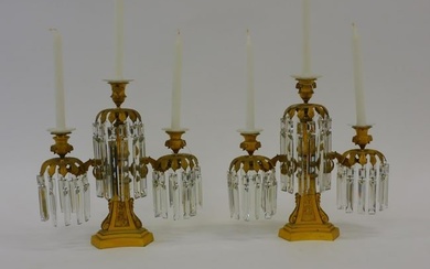 Pair of Renaissance revival three-arm candelabra