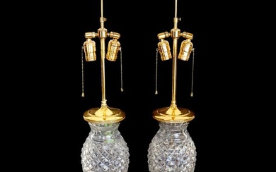 Pair of Waterford Cut Crystal Vases as Lamps