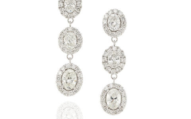 Pair of White Gold and Diamond Pendant Earrings