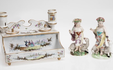 Pair of allegorical figures in porcelain, 19th century