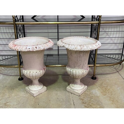 Pair of large antique French cast iron white painted garden ...