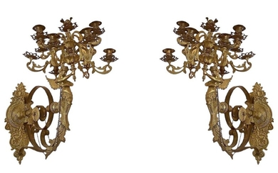 Paire d'appliques en bronze doré 11 Lumières Saillie cm 67, base 45 x 17