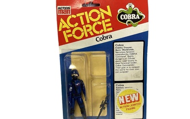 Palitoy Action Man Action Force Cobra & Red Shadow (Three Versions) (x3), on card with blister pack (4)