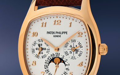 Patek Philippe, Ref. 5940R A fine and attractive pink gold cushion-shaped perpetual calendar wristwatch with Breguet numerals, moon phase, Certificate of Origin, additional solid caseback, and presentation box