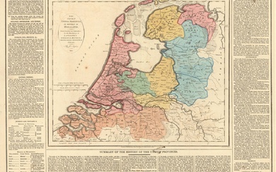 [Pays-Bas]. "Carte géographique, statistique et historique des Pays-Bas". Carte manuscrite contemporaine de J. WALKER, entourée...