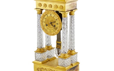 Pendule de cheminee de style Empire modèle « Horloge Portoïque » realisee en 1830. Des...