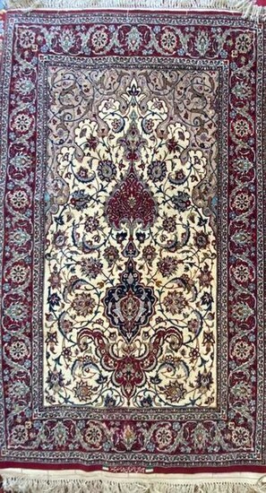 Persian Isfahan Rug, Silk and Lamb Wool on Silk