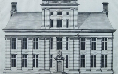 AMENDMENT: Please note VAT is payable on the hammer price for this Lot.Philips Vingboons, Dutch 1607-1678- Architectural elevation with rustication; engraving, 33 x 44 cm
