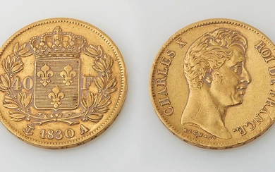 Pièce de 40 Francs or de 1830 A. Diam. : 2,5 cm. Poids : 12,84...