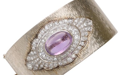 Pink Sapphire Cuff Bracelet GIA Certified 15 Carat No Heat Marcus&Co. Midcentury