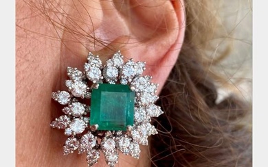 Platinum Colombian Emerald and Diamond Earrings