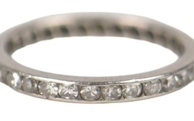 Platinum Diamond Eternity Band Ring. Wt. 2.1 grams Size 6