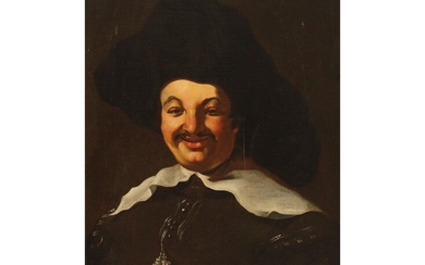 Portrait magistral "Noble rieur" Espagne ? XVIIe/18e siècle Huile sur toile, rentoilée 76 x 62...