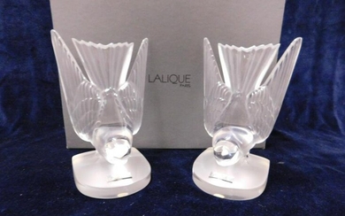 Pr Lalique Swallow Bookends