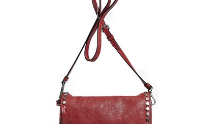Prada A “Etiquette Fuoco” bag of red leather with silver tone hardware...