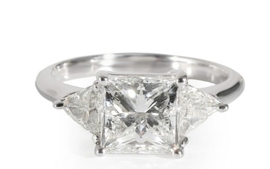 Princess Cut Diamond Three Stone Engagement Ring in 18K White Gold 2.47 CTW