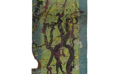 Purvis Young (1943-2010) Figures & Splatters Acrylic On Plywood