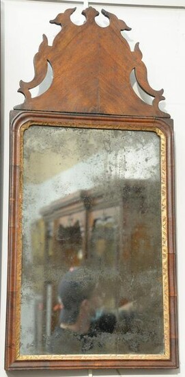 Queen Anne Courting Mirror, mahogany frame with carved