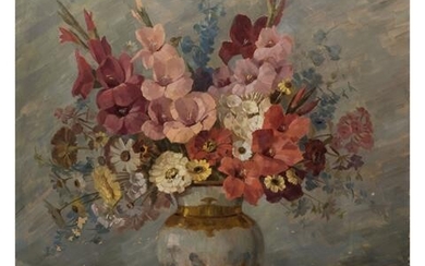 RENELT, G. (Maler/in Ende 19./Anf. 20. Jh.), "Stillleben mit Sommerblumenstrauß in Vase"