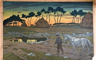 RIVIERE Henri (1864-1951) « Le crépuscule » 1898. Lithographie. Signature et cachet dans la planche...