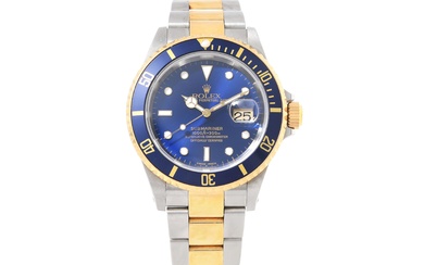 ROLEX, Oyster Perpetual Date, Submariner (1000ft=300m, Swiss Made), Chronomètre, s.c. "Fat/Flat Four", Réf no. 16613,...