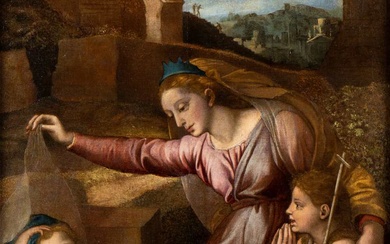 Raffaello Sanzio (seguace di) (Urbino 1483-Roma 1520) Madonna con San...