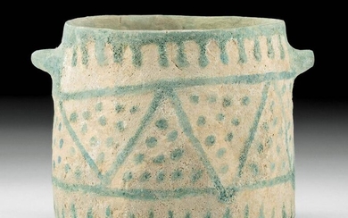 Rare Egyptian Faience Jar Geometric Motif