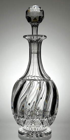 Rare J. Hoare Richelieu Cut Glass Footed Decanter