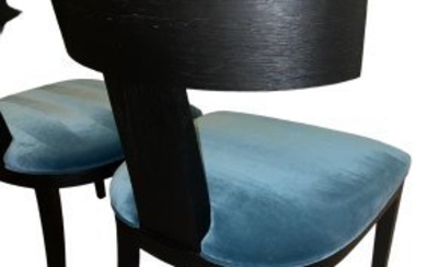Restoration Hardware Pair of Iconic Klismos Dining Chairs Black Oak Finish