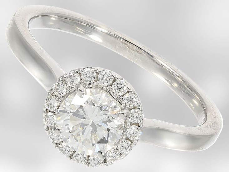 Ring: precious brilliant cut diamond/solitaire ring made of...