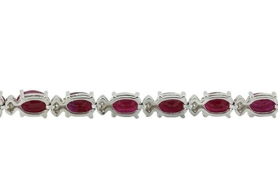 Ruby Diamond Bracelet 14K White Gold