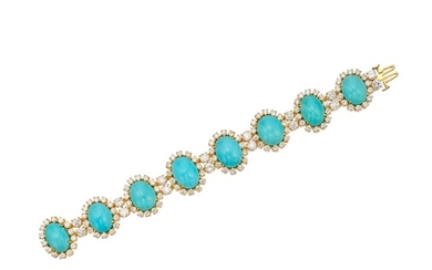 Ruser Turquoise and Diamond Bracelet