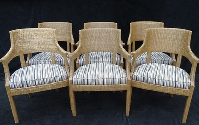 SET OF 6 WICKER ARM CHAIRS (SUTHERLAND) 35" X 24" X 22"