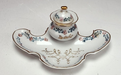 SMALL L&M PORCELAIN JEWELRY TRAY INK WELL